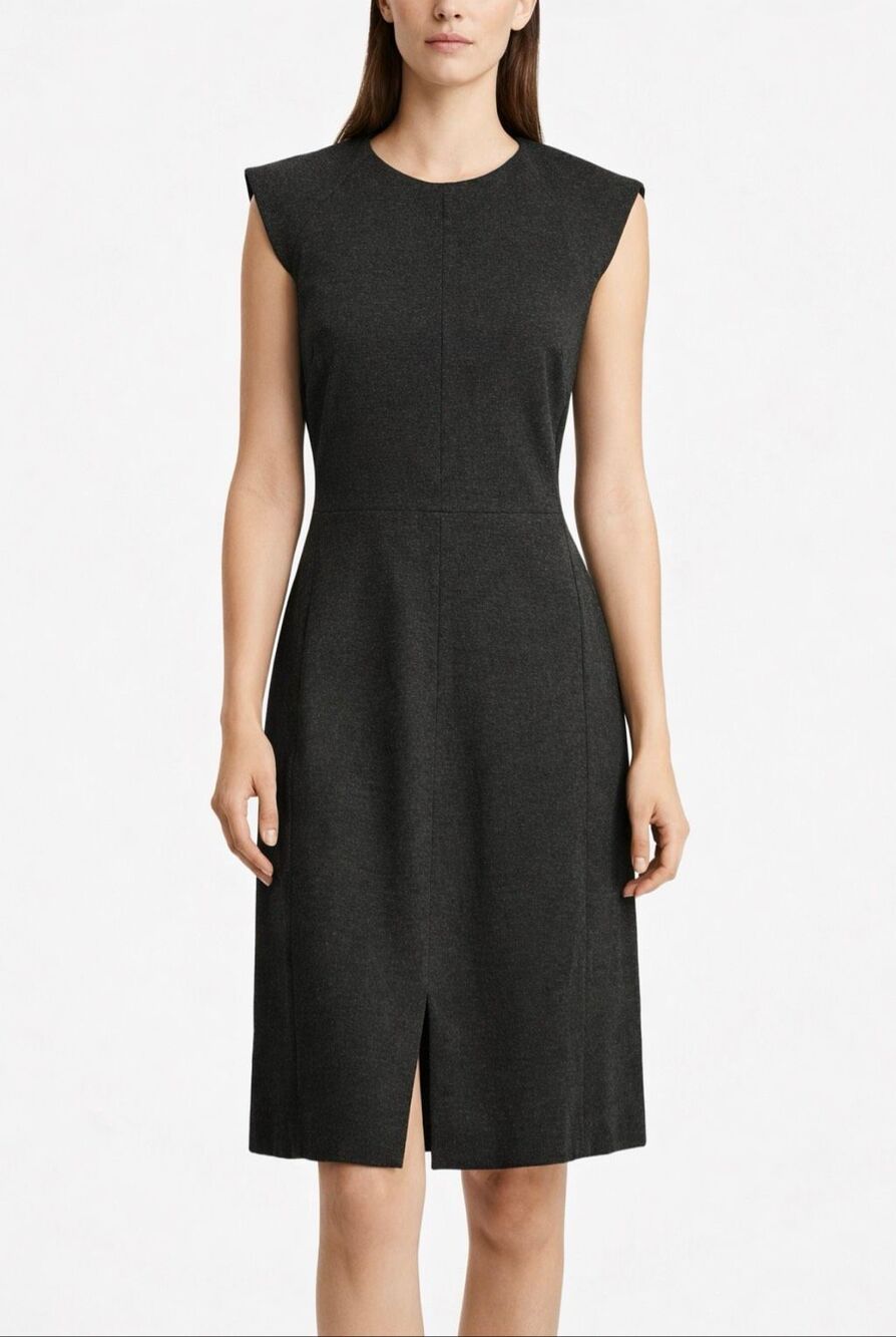 M.M.LaFleur Katie Dress Charcoal Textured Ponte Sheath Workwear Size 10